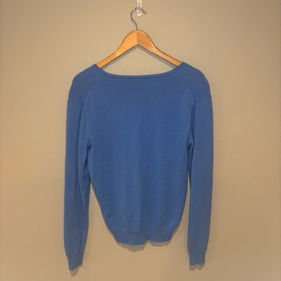 RALPH LAUREN Blue Label 100% Cashmere Italian Yarn V Neck Blue‎ Sweater Large - Picture 2 of 10